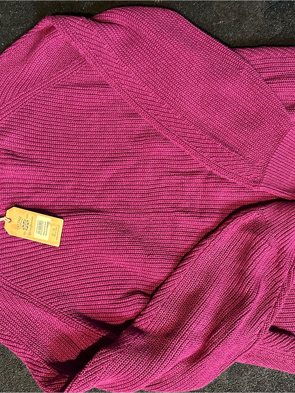Fat Face Women's Ribbed Crewneck Sweater in Bright Magenta
